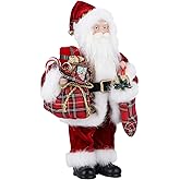 AGM 12" Santa Claus, Christmas Figurine Figure Decor with Christmas Sock and Gifts Bag for Holiday Party Home Decor, Gifts & Decorations
