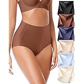 QOVOQ Seamless High Waisted Underwear Panties for Women No Show Ladies Panty Full Coverage Tagless Briefs 6 Pack