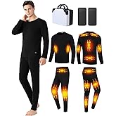 Men's Heated Thermal Underwear Set 16 Heating Zones USB Charge Winter Outdoor Sports Heated thermals top and bottom set