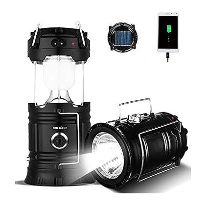 LDG WARE Solar Emergency LED Rechargeable Lantern Light Camping Outdoor Collapsible