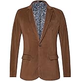 WZIKAI Men's Casual Corduroy Blazer Jacket Slim Fit One Button Work Wear Sport Coat