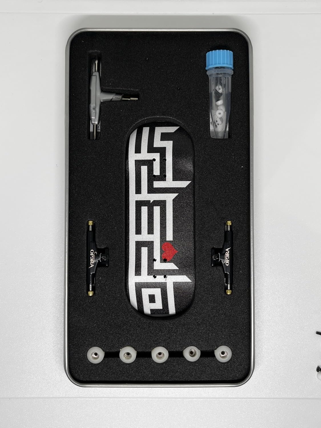 Op3ra Pro Fingerboard Complete 34 * 96mm Maples Wood Deck,UV Printing Graphic-Solid Single Axles Pro Trucks & 5 Urethane Bearing Wheels,-Replace Bushings-3 Maze Edition