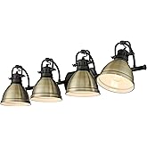 Golden Lighting Duncan BLK 4 Light Bath Vanity in Matte Black with Aged Brass Shade