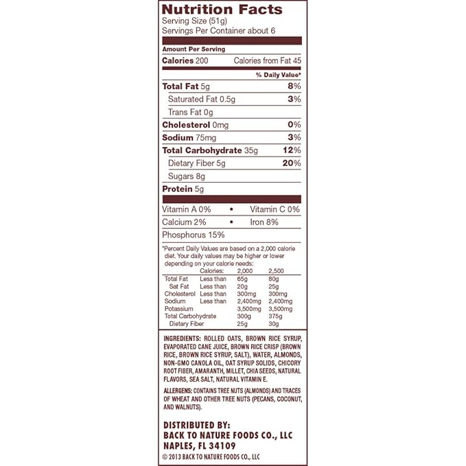 Amazon Com Back To Nature Granola Clusters Non Gmo Almond Chia 11 Ounce