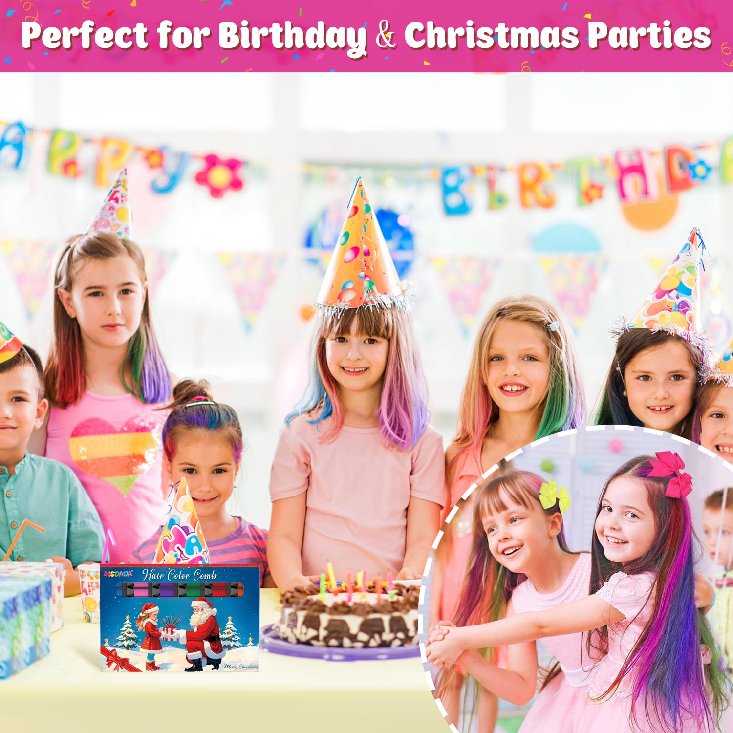 New Hair Chalk Comb Temporary Hair Color Dye for Girls Kids, Washable Hair Chalk for Girls Age 4 5 6 7 8 9 10-12 Birthday Christmas New Year Cosplay Hair DIY Party