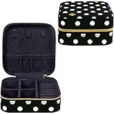 kate spade new york Small Travel Jewelry Case, Black Dotted Jewelry Box to Organize Rings, Necklaces, Earrings, Polka Dot