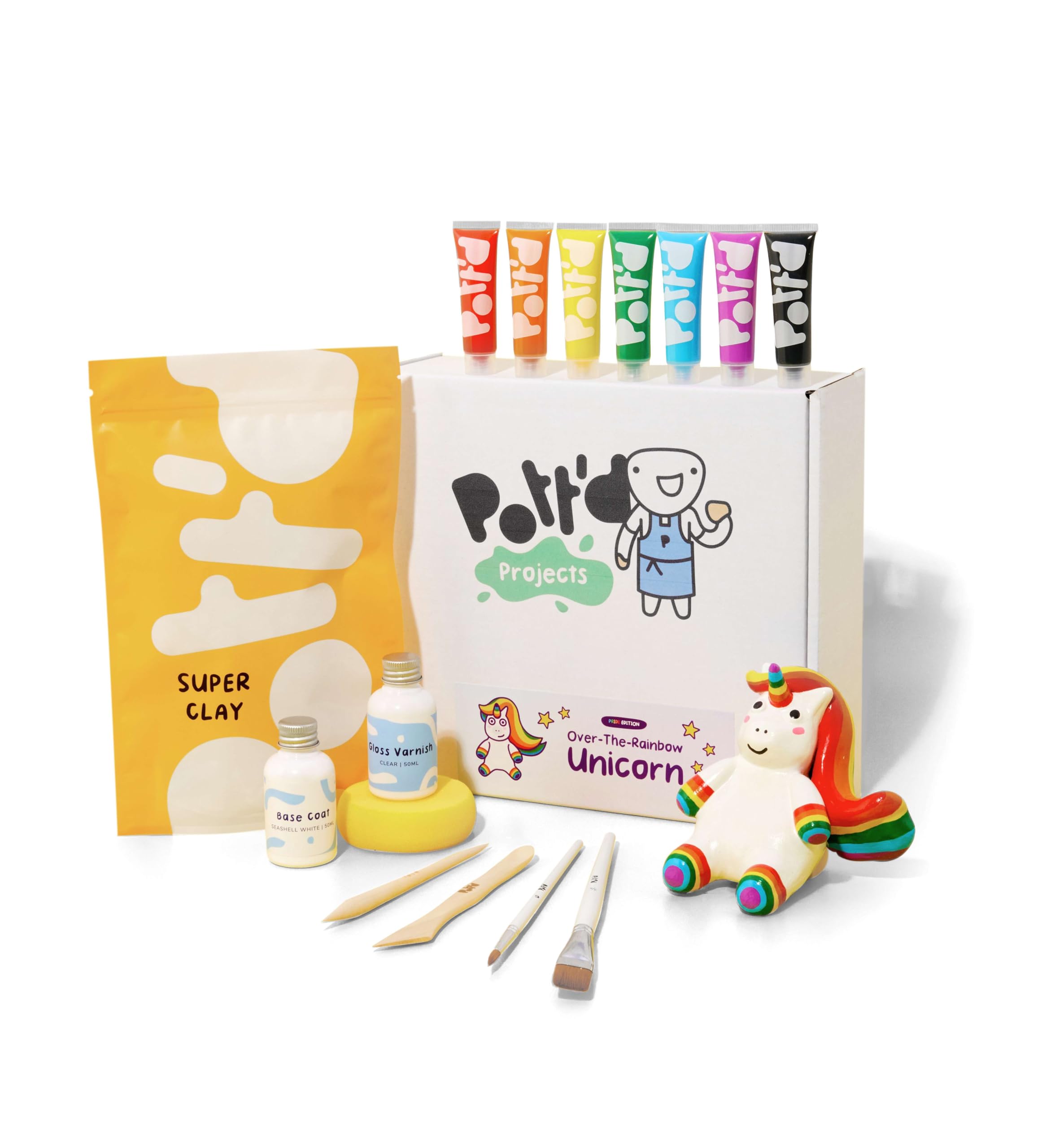 Pott'd Mini Pottery Kits | Air Dry Clay Pottery Kit for Adults | Includes Paints, Brushes, and Potters Tools | Free Online Step-by-Step Tutorial | Perfect for Beginners | Bring The Studio to Your Home