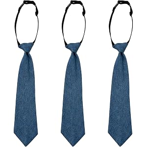 Nouysoc 3 PCS Denim Tie, Denim Tie for Women and Men, Classic JeanTie Fashion Necktie Set for Daily Wear and Theme Party Outf