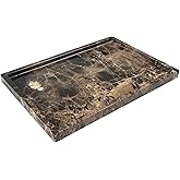 GHYFGD Natural Marble Tray for Bathroom Countertop, Dark Brown Marble Stone Tray for Kitchen Counter (Coffee Net, 12" x 8")