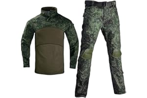 KUFORES Men's Military Suits Tactical Long Sleeve Fitting Amry Uniforms Combat Shirt and Pants with Knee Pads