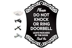 SignSeries Delivery Instruction Door Sign - Do Not Knock Or Ring Doorbell, House Sign, 6.25” X 4.5” - Mounting Hardware Included, Easy Installation - Heavy-Duty and Weather-Resistant