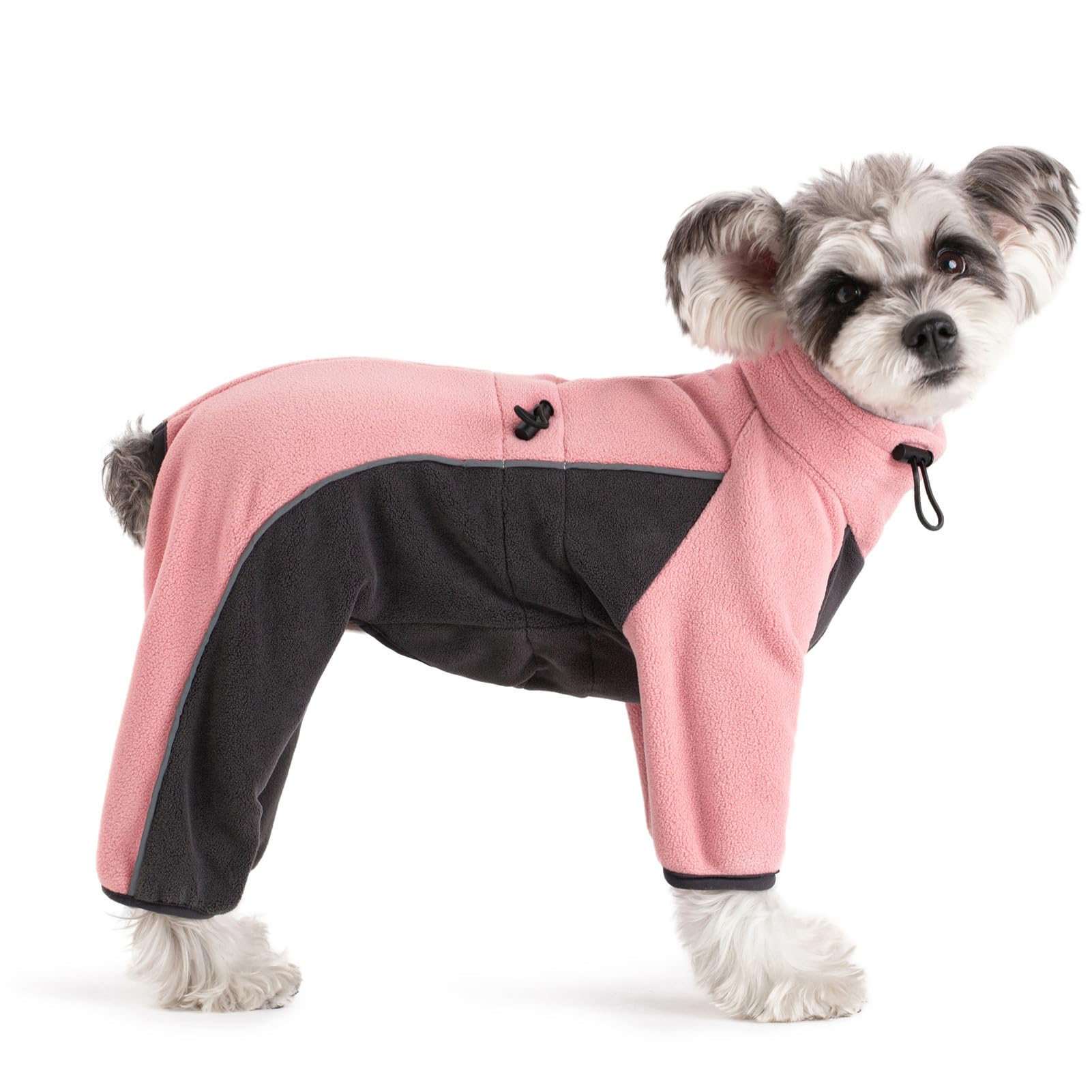 Photo 1 of Fleece Dog Coat for Small Medium Dog,Pullover Pajamas Jumpsuit Bodysuit Puppy Coats with Legs, Pet Windproof Warm Cold Weather Jacket Full Body Vest Cozy Snowsuit Outfit Clothes (Pink, M)