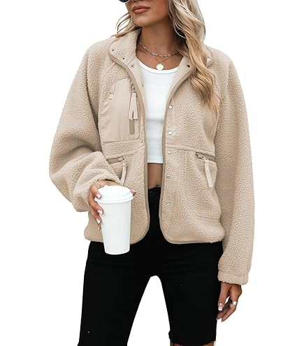 Yanekop Womens Quarter Zip Pullover Sherpa Fleece Jacket Fall