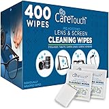 Care Touch Lens Cleaning Wipes - 400 Pre-Moistened and Individually Wrapped Lens Cleaning Wipes - Great for Eyeglasses, Table