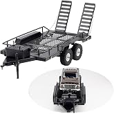 DJX RC Trailer Metal Hitch Mount Trailer with Led Light for TRX-4M FCX18 F150 Redcat Ascent18 HPI Venture-18 SCX24 AX24 FCX24 Etc 1/18 1/24 Upgrades Parts Accessories