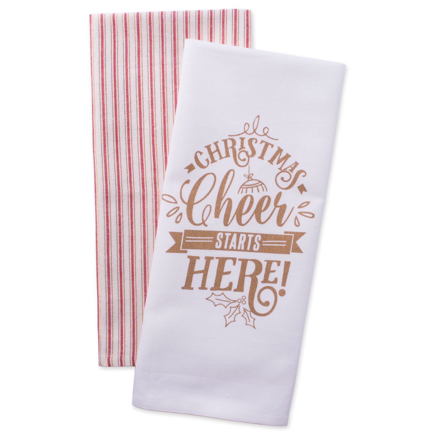 DII 100% Cotton 18x28 Holiday Dish Towel Set of 2-Christmas Cheer