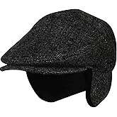Epoch hats company Wool Blend Herringbone Winter Ivy Cabbie Hat w/Fleece Earflaps – Driving Hat