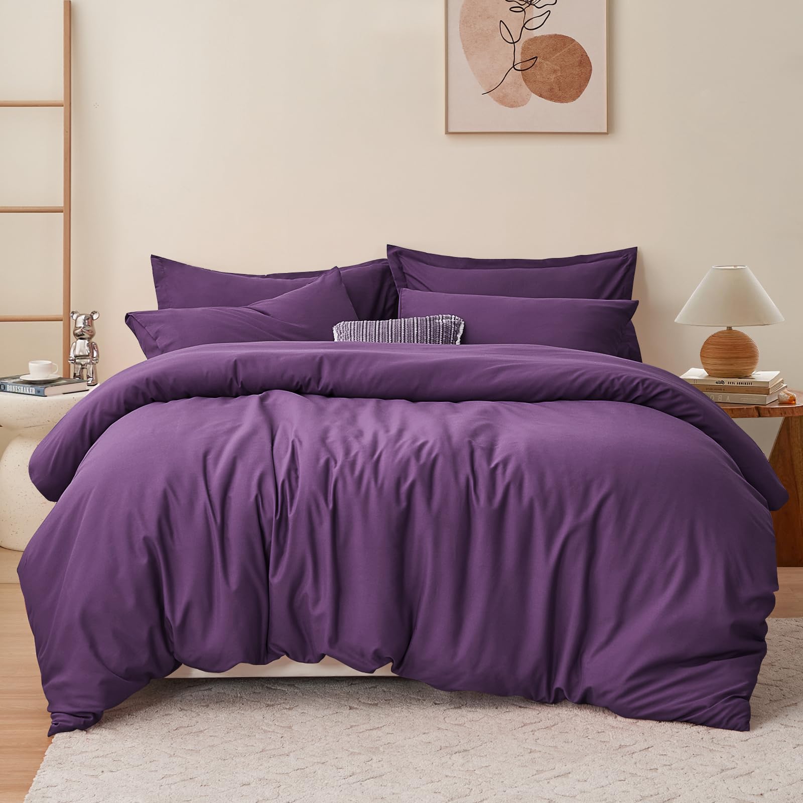 RUIKASI Purple Super King Duvet Cover Sets Bedding Set - Purple Duvet Set Superking Bed Set with Zip, Soft Brushed Microfibre Super King Size Quilt Cover with 2 Pillowcases