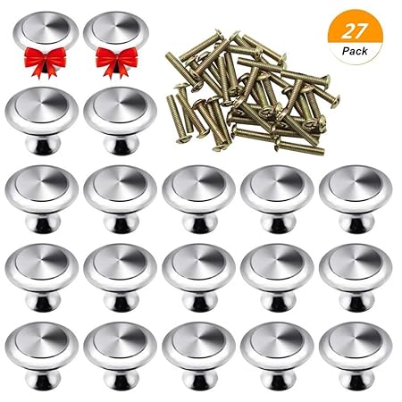 Selftek 25 Pack Kitchen Cabinet Knobs Round Drawer Handles With 2