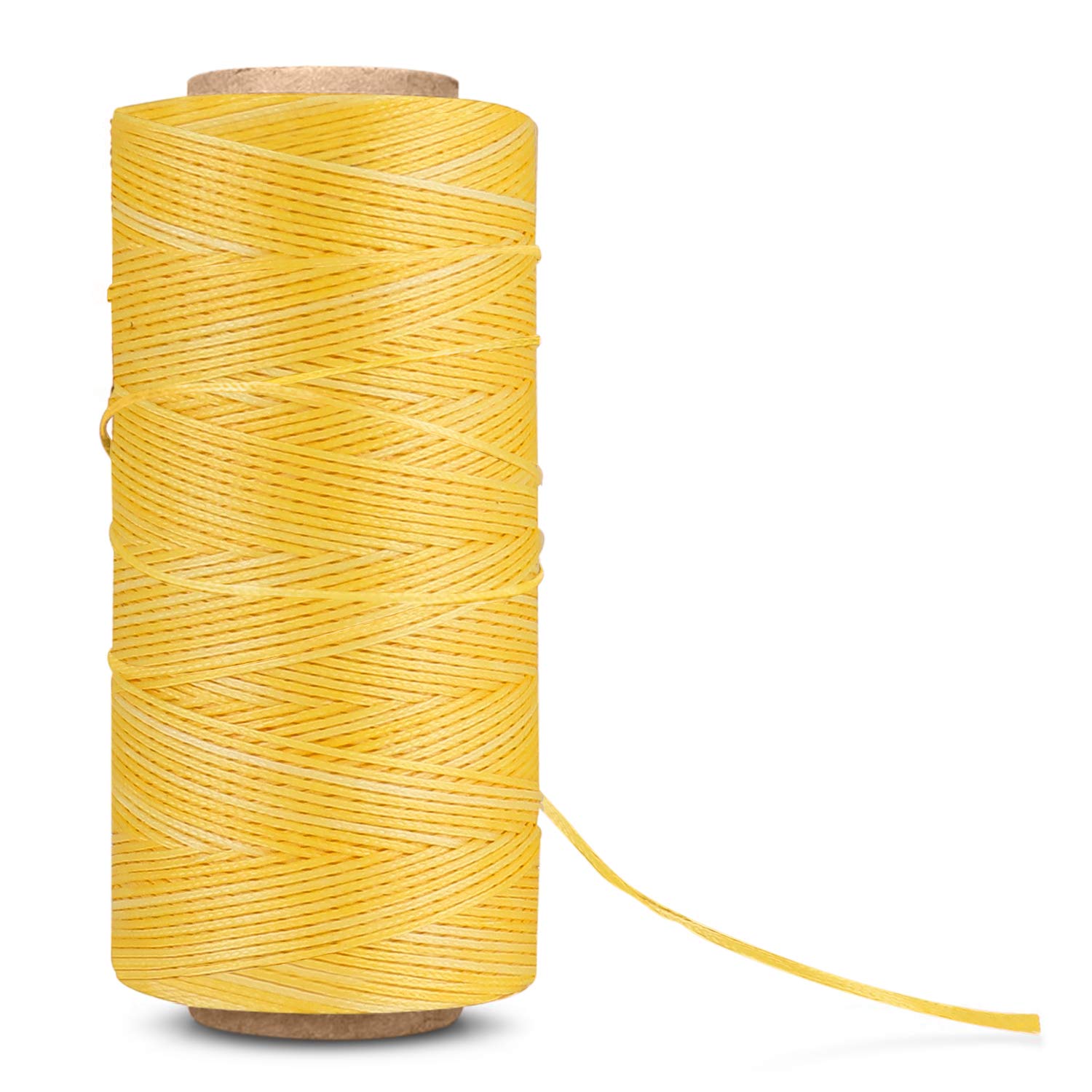 Flexzion Waxed Thread - 284 Yards (260 meters) 0.8mm 150D Polyester Wax Thread for Leather Sewing, Bookbinding, Stitching, Repairing, Beading, & DIY Projects (Yellow)