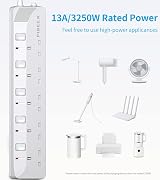 PIBEEX 5 Way Extension Lead 1.5M UK Plug 13A Fused Individual Switches view 3