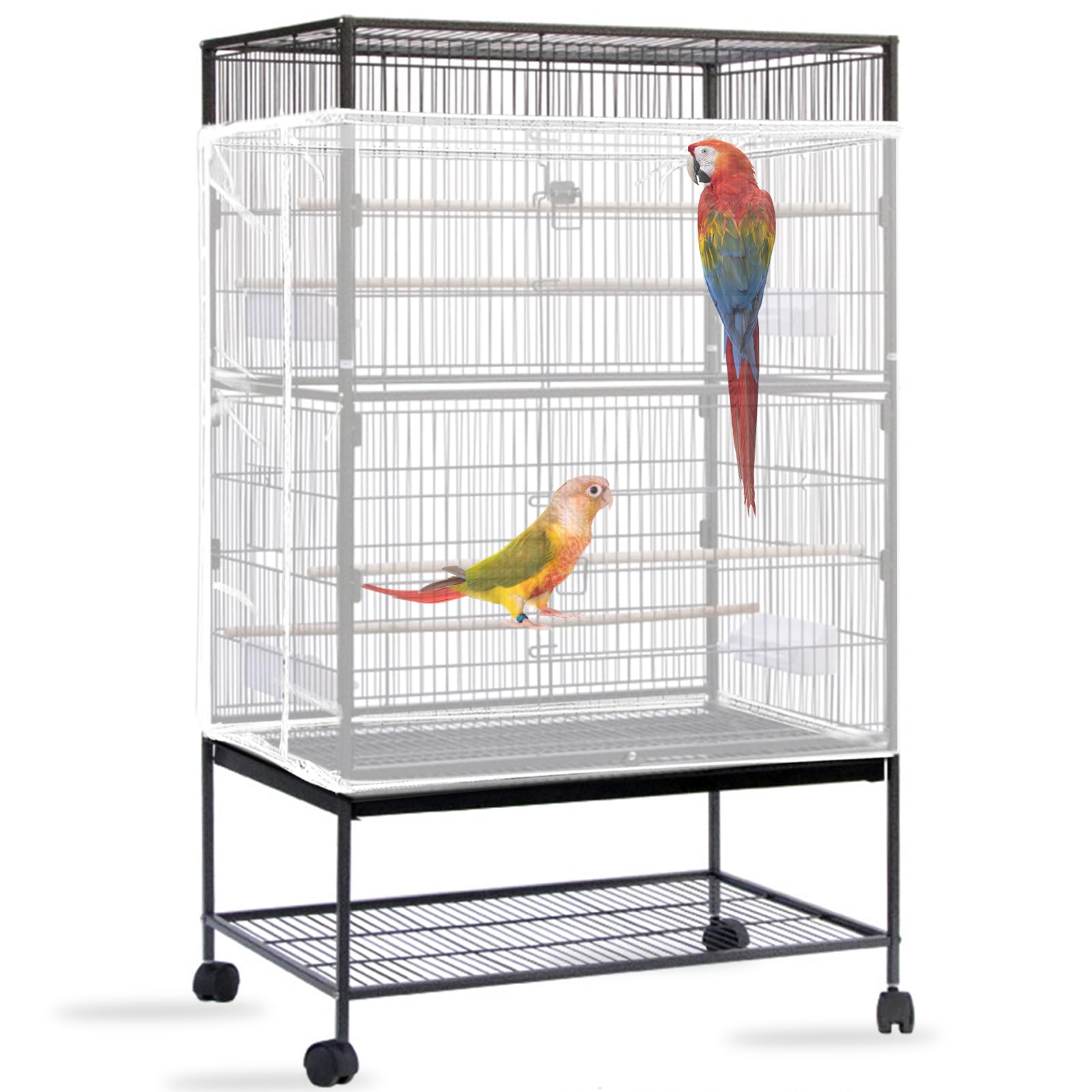 Photo 1 of Daoeny Bird Cage Seed Catcher, Large Bird Cage Cover, Adjustable Soft Airy Nylon Mesh Net, Birdcage Cover Skirt Seed Guard for Parrot Parakeet Macaw African Round Square Cages (White)