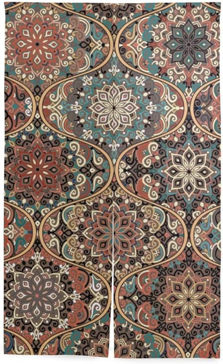 Amazon Tinzzeros のれん おしゃれ シームレスパターン茶色の背景複雑なヴィンテージ 高画質 麻混素材 玄関の 廊下と 涼簾 台所の 部屋カーテン 洋室兼用 ファッション 突っ張り棒付き 幅85 丈90 のれん オンライン通販