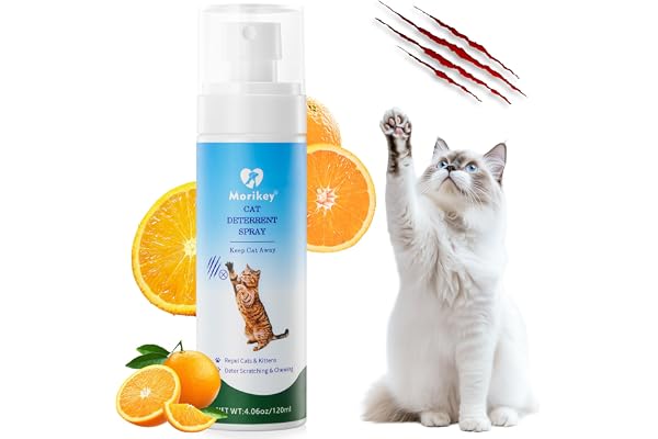 Morikey Cat Deterrent Spray, Natural Cat Repellent Spray for Indoor & Outdoor, Anti-Scratch Deterrent for Furniture, Sofas, R