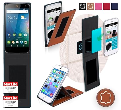 reboon Hülle für Acer Liquid Z630S Tasche Cover Case Bumper | Braun Leder | Testsieger