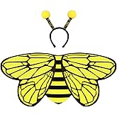 Creatoy Bee-Wings Kids Bumble bee Costume with Antenna Headband Toddler Insect Bug Dress Up for Play Girls Fairy Wings Bee Outfit for Boys Girls Birthday Party Supplies Halloween Favors