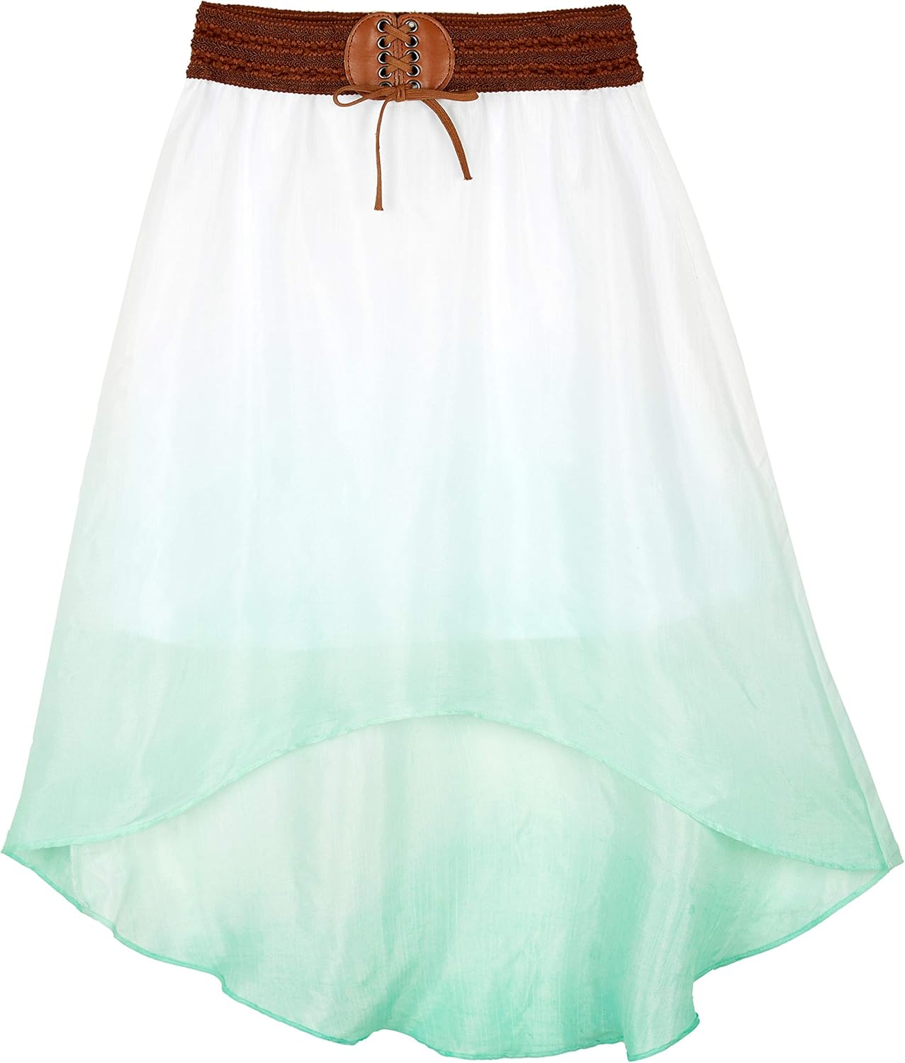 Amy Byer Girls' High Low Maxi Skirt with Belt Waistband: Clothing