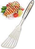 Fish Spatula &ndash; AdeptChef Stainless Steel, Slotted Turner &ndash; Beveled Design Ideal For Turning & Flipping To Enhance Frying & Grilling &ndash; Sturdy Handle, Multi-Purpose &ndash; Buy Your Premium Experience TODAY!