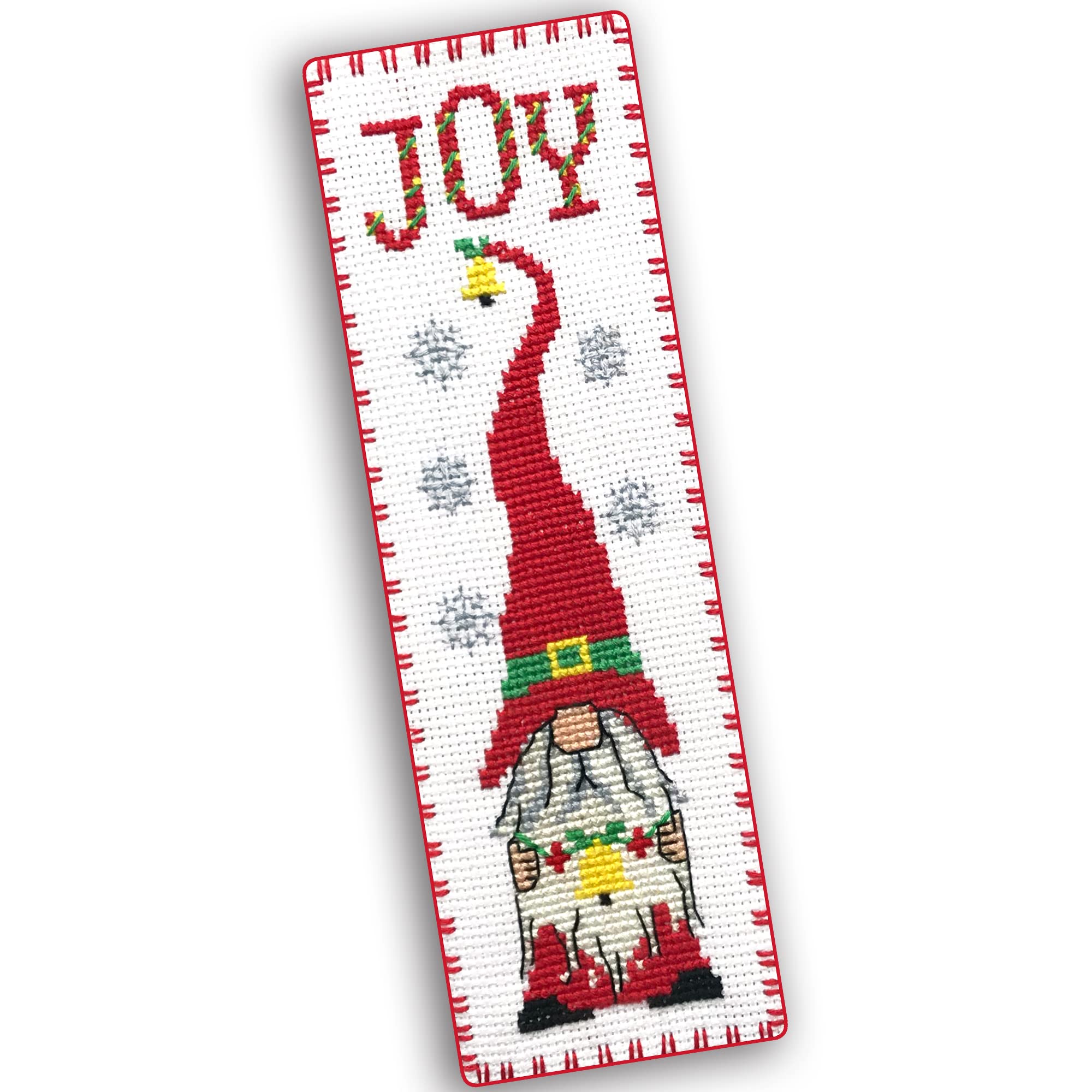 Povitrulya Christmas Santa Gnome - Counted Cross Stitch Bookmark Kit - DIY Embroidery Gift for Kids and Adults
