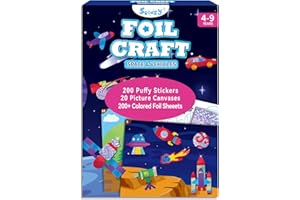 SOOVSY 200 Sheets Space Vehicles Foil Art Fun Kit for Kids, Foil Art for Kids, No Mess Art Crafts Kit DIY Creative Activity Birthday Gift Children Travel Toys for 4 5 6 7 8 9 Years Old Girls Boys