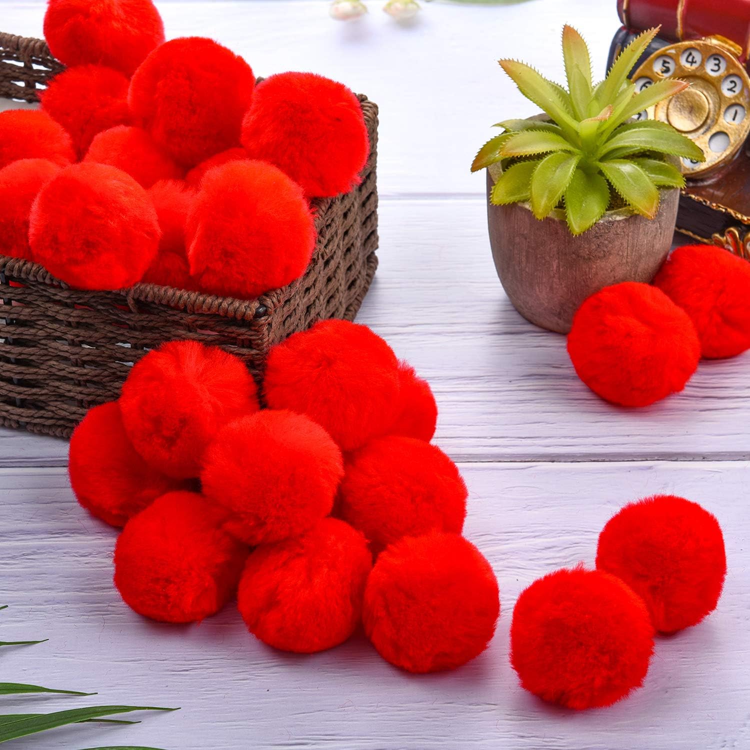 30 Pieces Acrylic Pom Poms Large Red Pompoms Halloween Costume Pom Balls Fluffy Pompom Balls for DIY Crafts Halloween Costume Supplies Party Decorations, 2 Inches: Home & Kitchen