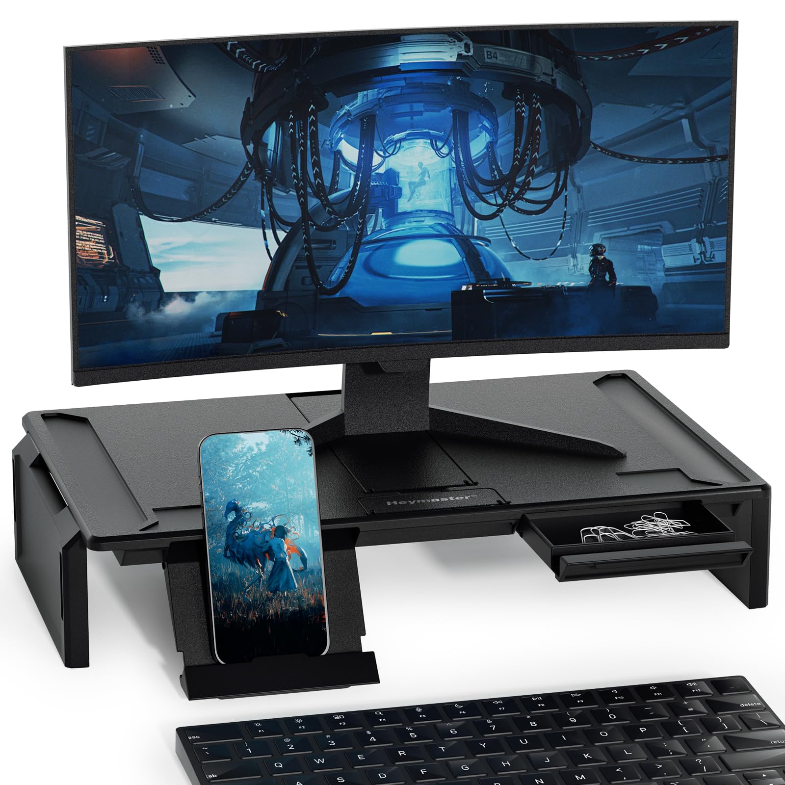 Photo 1 of Heymaster Ergonomic Monitor Stand Riser, Laptop Stand Foldable Muti-Angle Adjustable Portable Foldable Stand with Heat-Vent Compatible with MacBook, Air, Pro, Surface Laptop (9-17 inches)