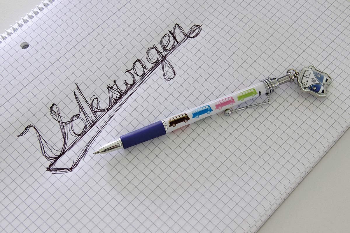 BRISA VW Collection, Volkswagen Retractable Ballpoint Pen with T1 Bus Campervan Charm, good grip, Black - Image 4