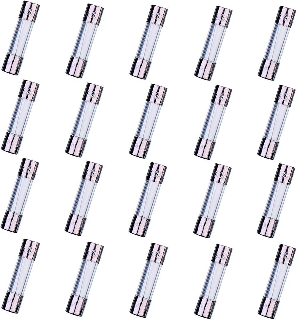 HUAREW F6.3AL250V 20Pcs 5x20mm Fast-Blow Glass Fuse 6.3A 250V