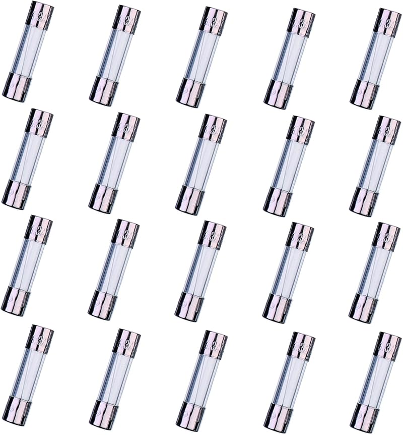 HUAREW F6.3AL250V 20Pcs 5x20mm Fast-Blow Glass Fuse 6.3A 250V