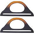 WADORN 2pcs Wooden Purse Handles, D-Shaped Wooden Bag Handles Handbag Handle Replacement Handmade Bag Handles Macrame Bag Handles 9.8×4.6inch for DIY Beach Bag Straw Bag Shopping Tote Crochet Bag