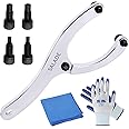 Salade Heavy Spanner Wrench,Adjustable Gland Nut Wrench,for Removing Hydraulic Cylinder,Equipped with 1/4" and 5/16" and 3/8" Pins, Gloves, and Towels