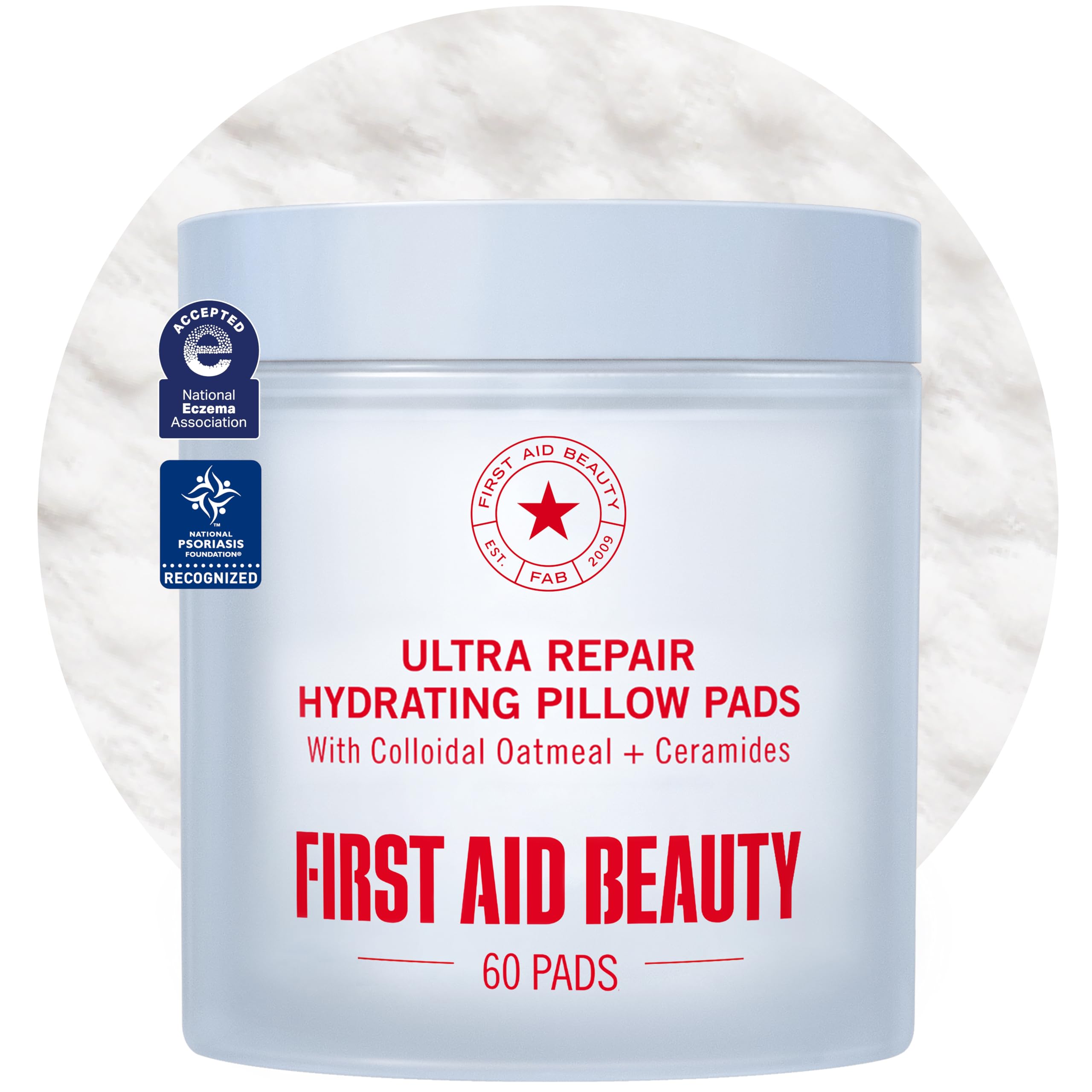 First Aid Beauty Ultra Repair Hydrating Pillow Pads - Soothing & Hydrating Face Pads with Colloidal Oatmeal & Ceramides, for Dry & Sensitive Skin, 60-Count Image