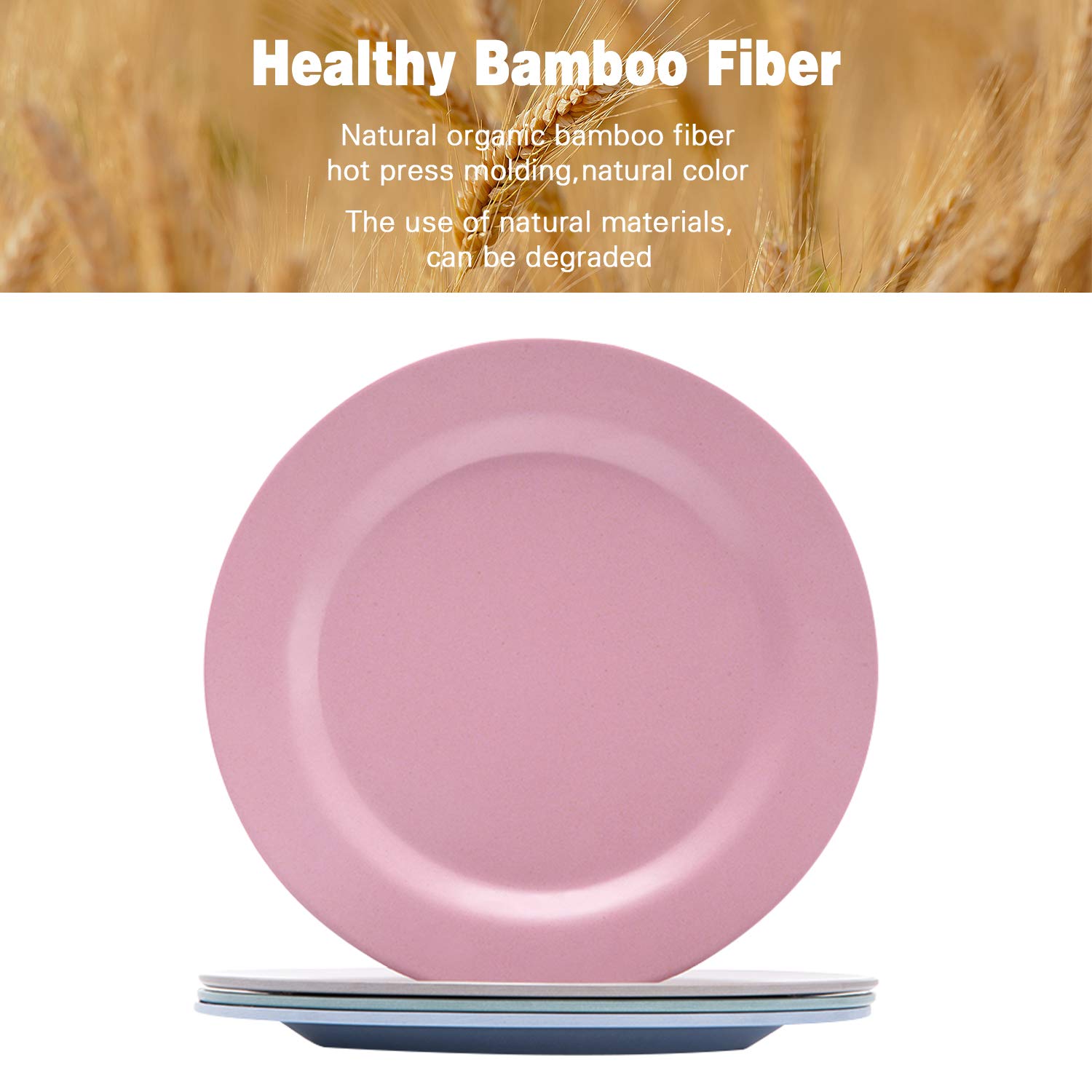 Bamboo Toddler Plates (8" x 8"), 4pcs Bamboo Kids Plates