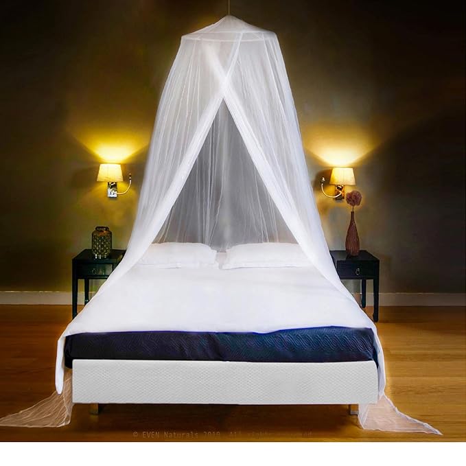 EVEN Naturals MOSQUITO NET for Bed, Large for Single, Twin to Double Size, Finest Holes Mesh