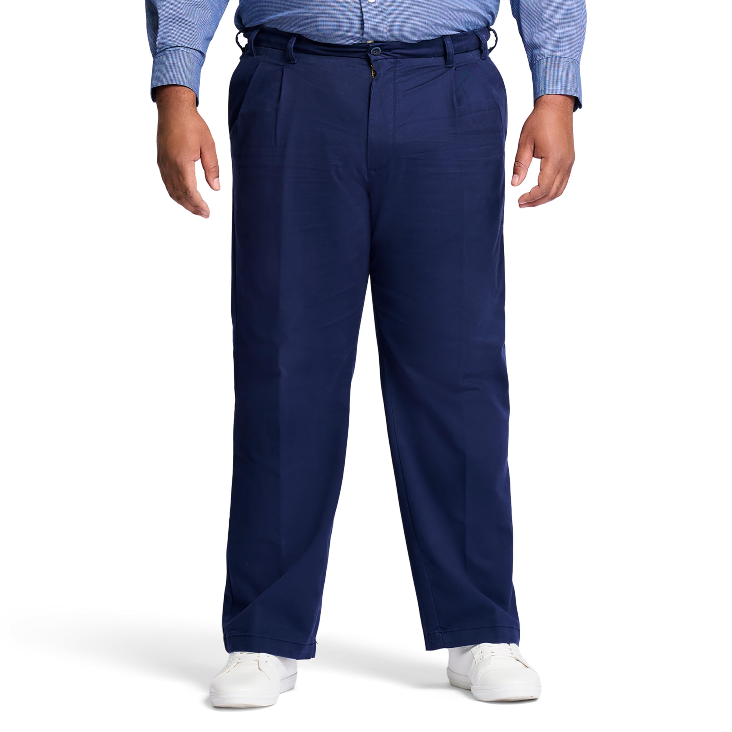 IZOD Men’s Big and Tall Performance Stretch Pleated Pant, Navy, 50W X 29L