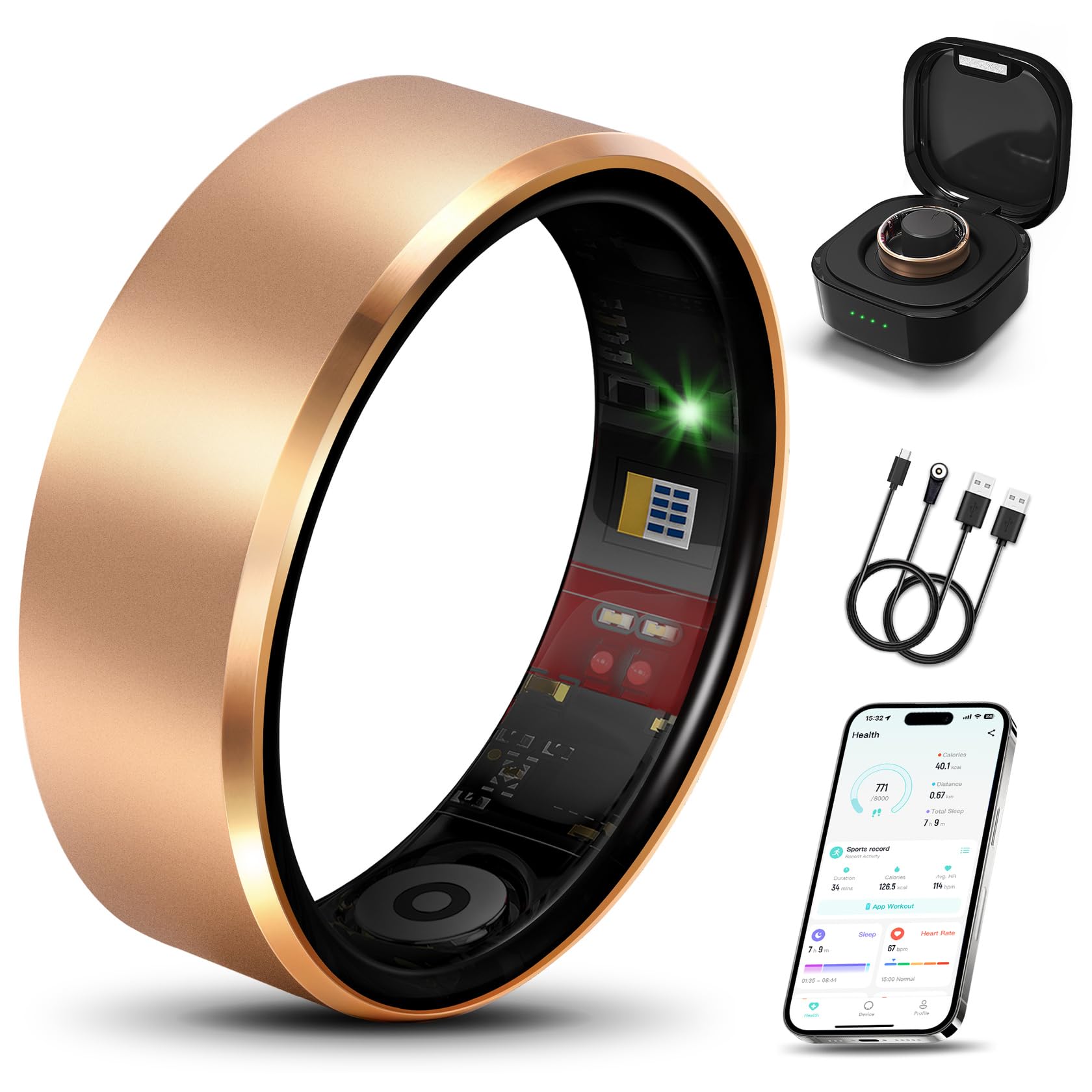 Photo 1 of ** FACTORY SEALED***
**********Smart Health Ring 2.0 for Women Men, Slim Scratch & Fingerprint Resistant Design,Efficient Chip Fitness Tracker, Monitors Heart, Blood Oxygen & Pressure, Sleep, Steps, Waterproof, Rose Gold 13