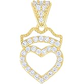 Jewels By Lux 10kt Yellow Gold Womens Cubic-Zirconia Heart Charm Pendant