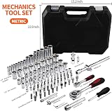 Nestling 108pcs Socket Set 1/4 1/2 Drive Ratchet 72T 5° Quick Release view 4
