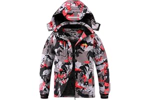 LONTHANLY Kid's Ski Jacket Winter Waterproof Coat girls boys Fleece Snowboarding Jackets with Detachable Hood