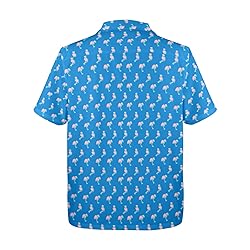 HUGLAZY Men Pink Flamingo Hawaiian Shirts Short